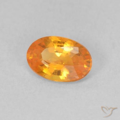 0.55 ct Orange Sapphire Stone, Natural Sapphire in Oval Facet Shape for Sale