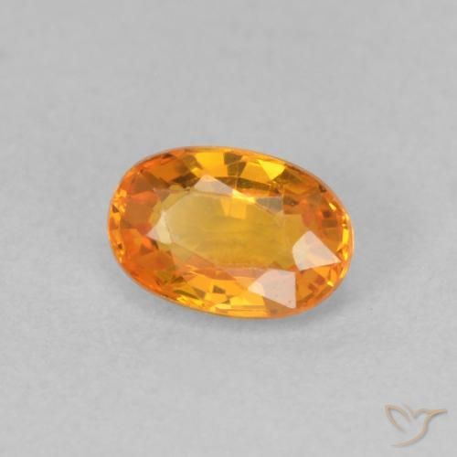 0.70 ct Orange Sapphire Stone, Natural Sapphire in Oval Facet Shape for Sale
