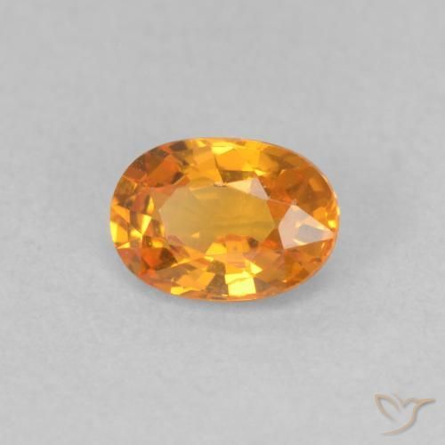 0.57 ct Orange Sapphire Stone, Natural Sapphire in Oval Facet Shape for Sale