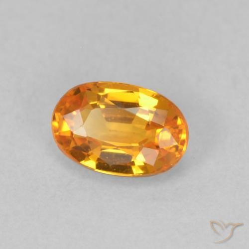 0.64 ct Orange Sapphire Stone, Natural Sapphire in Oval Facet Shape for Sale