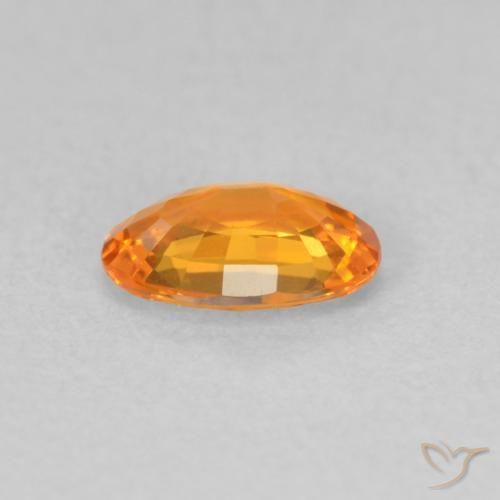 Sapphire Gemstone in 6.1 x 4.3 mm Size for Sale, Sapphire Stone in Medium Orange Color