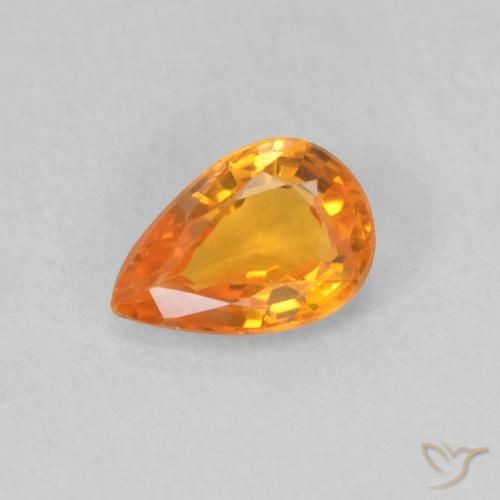 0.50ct Natural Bright Orange Sapphire, Pear Shape, VVS