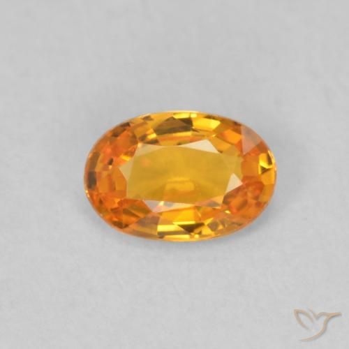 0.51 ct Orange Sapphire Gemstone, Sapphire Gem in Oval Facet Shape for Sale.