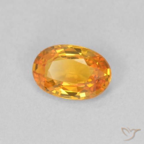 0.51 ct Orange Sapphire Stone, Natural Sapphire in Oval Facet Shape for Sale