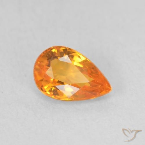 0.58 ct Orange Sapphire Stone, Natural Sapphire in Pear Facet Shape for Sale
