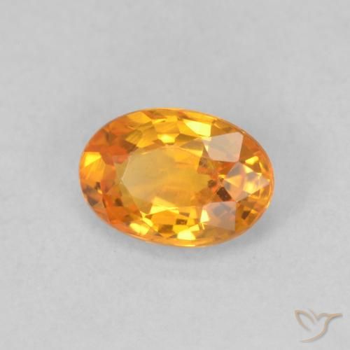 0.66 ct Orange Sapphire Stone, Natural Sapphire in Oval Facet Shape for Sale