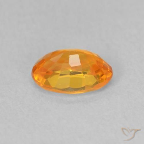 Sapphire Gemstone in 6.1 x 4.2 mm Size for Sale, Sapphire Stone in Bright Orange Color
