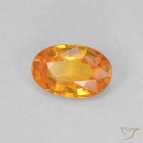 0.55 ct Orange Sapphire Stone, Natural Sapphire in Oval Facet Shape for Sale