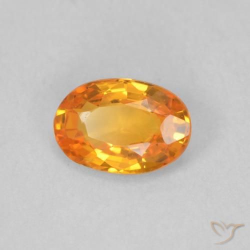 0.53 ct Orange Sapphire Stone, Natural Sapphire in Oval Facet Shape for Sale