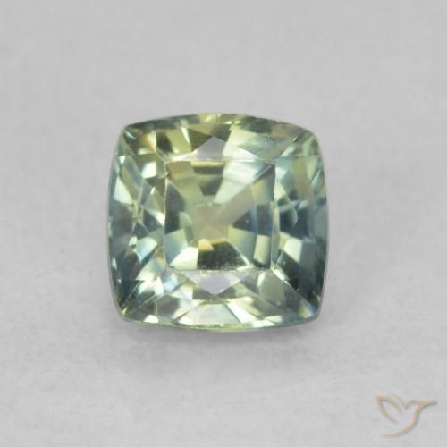 0.75ct Natural Yellowish Green Sapphire, Cushion, VVS-VS