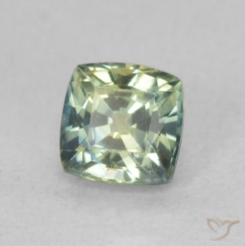 0.75 ct Green Sapphire Stone, Natural Sapphire in Cushion-Cut Shape for Sale