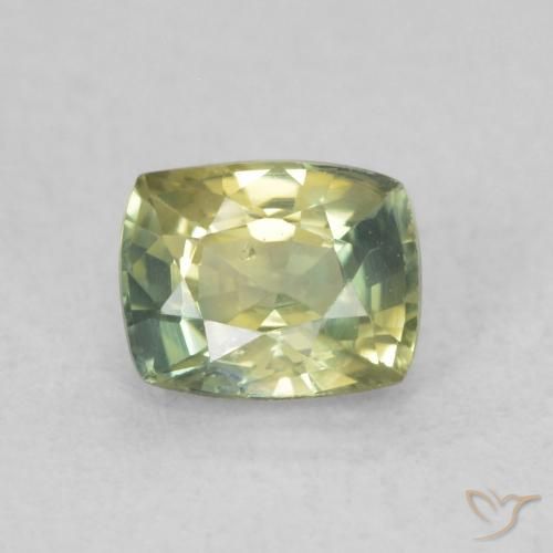 0.66ct Natural Yellowish Green Sapphire, Cushion, VVS-VS