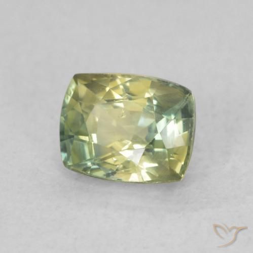 0.66 ct Green Sapphire Stone, Natural Sapphire in Cushion-Cut Shape for Sale