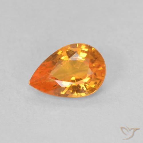 0.52ct Natural Bright Orange Sapphire, Pear Shape, VVS
