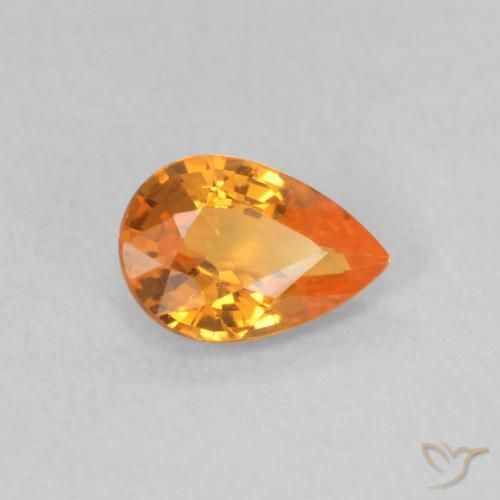 0.52 ct Orange Sapphire Stone, Natural Sapphire in Pear Facet Shape for Sale