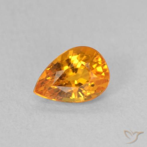 0.58ct Natural Bright Orange Sapphire, Pear Shape, VVS
