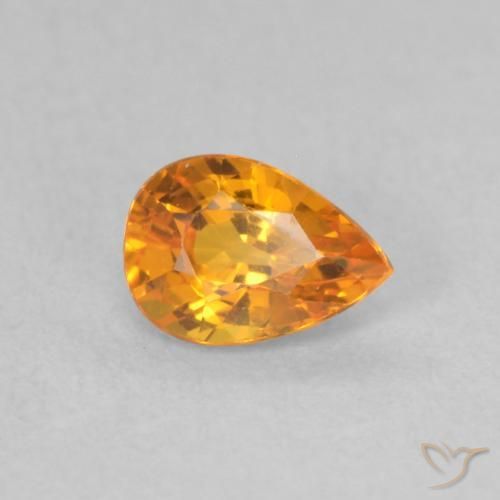 0.58 ct Orange Sapphire Stone, Natural Sapphire in Pear Facet Shape for Sale