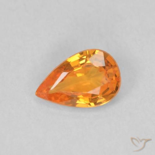 0.48ct Natural Bright Orange Sapphire, Pear Shape, VVS
