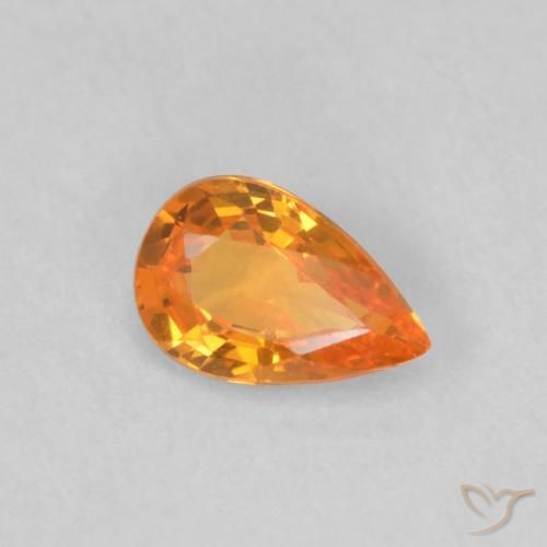 0.48 ct Orange Sapphire Stone, Natural Sapphire in Pear Facet Shape for Sale