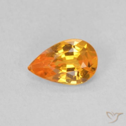 0.50ct Natural Medium Orange Sapphire, Pear Shape, VVS