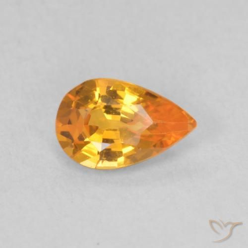 0.50 ct Orange Sapphire Stone, Natural Sapphire in Pear Facet Shape for Sale