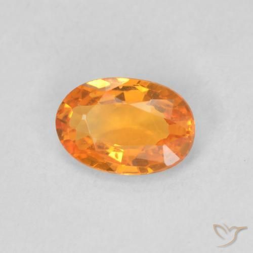 0.52 ct Orange Sapphire Stone, Natural Sapphire in Oval Facet Shape for Sale