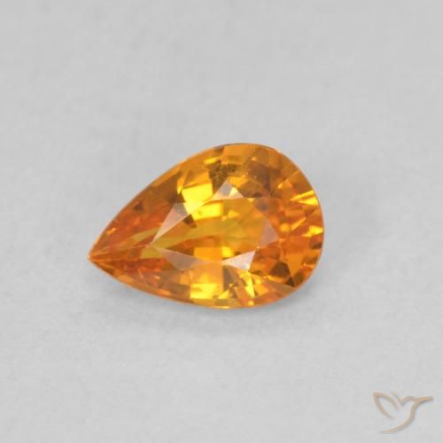 0.48ct Natural Medium Orange Sapphire, Pear Shape, VVS