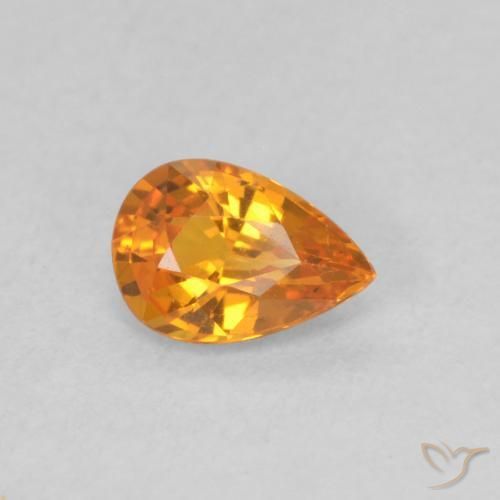 0.48 ct Orange Sapphire Stone, Natural Sapphire in Pear Facet Shape for Sale