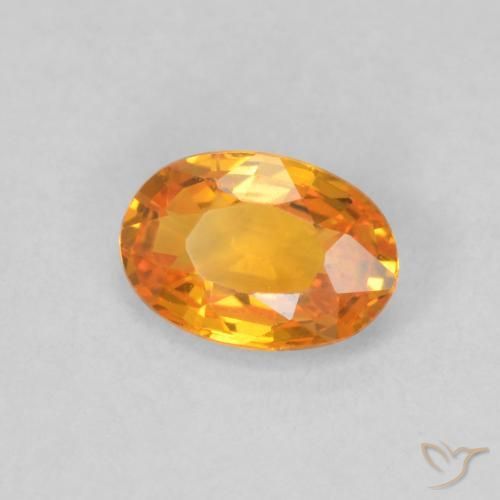0.60 ct Orange Sapphire Stone, Natural Sapphire in Oval Facet Shape for Sale