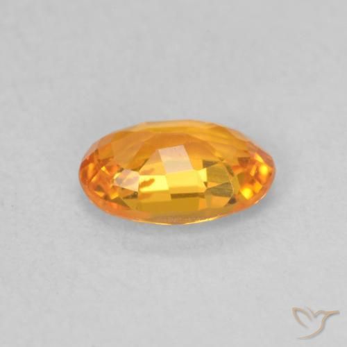 Sapphire Gemstone in 6.1 x 4.2 mm Size for Sale, Sapphire Stone in Apricot Orange Color