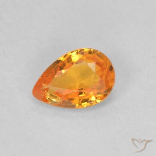 0.51ct Natural Apricot Orange Sapphire, Pear Shape, VS