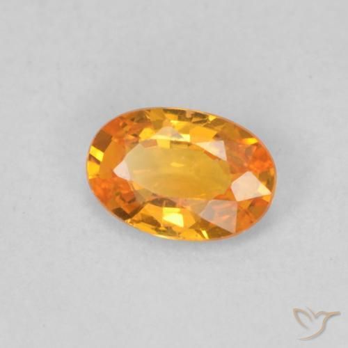 0.49 ct Orange Sapphire Stone, Natural Sapphire in Oval Facet Shape for Sale