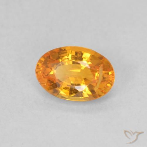 0.62 ct Orange Sapphire Stone, Natural Sapphire in Oval Facet Shape for Sale