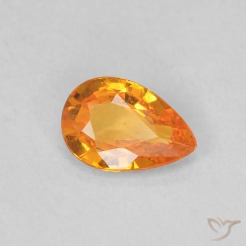 0.44 ct Orange Sapphire Stone, Natural Sapphire in Pear Facet Shape for Sale