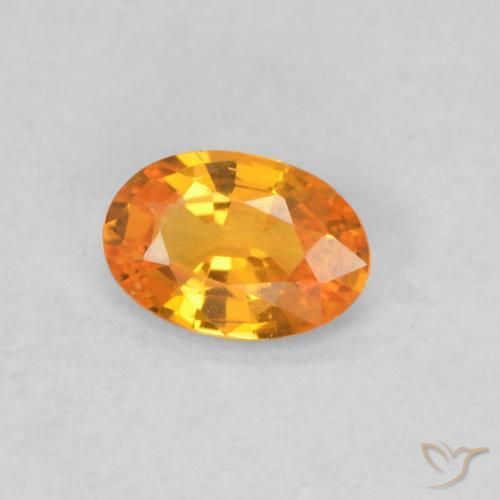 0.47 ct Orange Sapphire Stone, Natural Sapphire in Oval Facet Shape for Sale