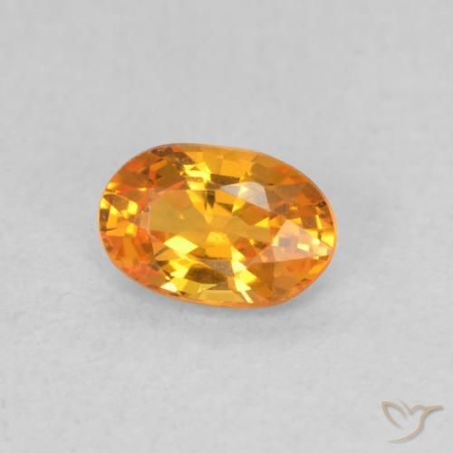 0.52 ct Orange Sapphire Stone, Natural Sapphire in Oval Facet Shape for Sale
