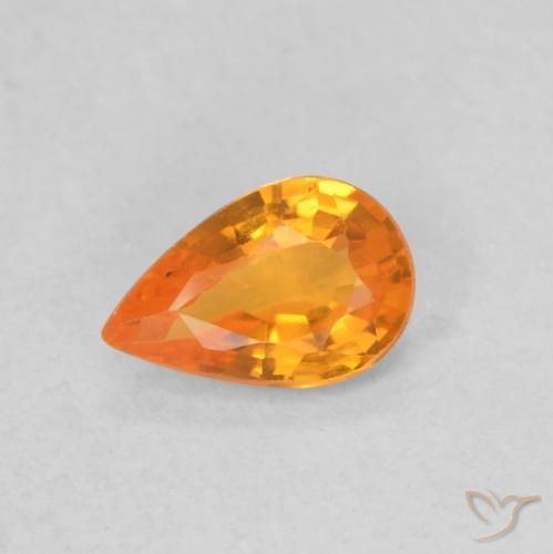 0.48ct Natural Bright Orange Sapphire, Pear Shape, VVS-VS