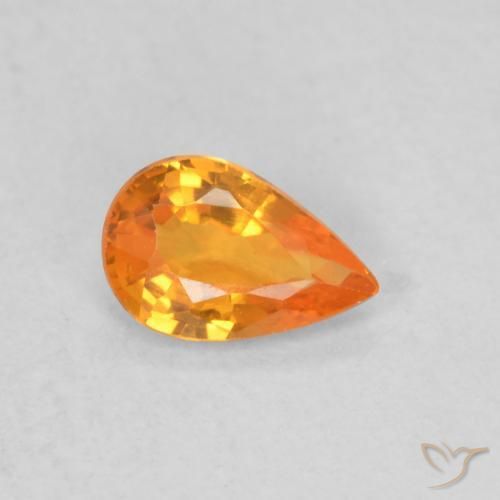 0.48 ct Orange Sapphire Stone, Natural Sapphire in Pear Facet Shape for Sale