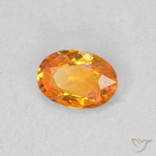 0.46 ct Orange Sapphire Stone, Natural Sapphire in Oval Facet Shape for Sale