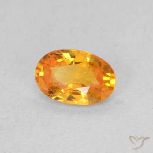 0.53 ct Orange Sapphire Stone, Natural Sapphire in Oval Facet Shape for Sale