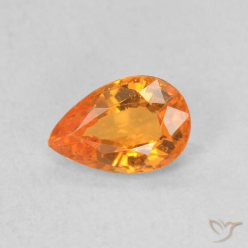 0.56ct Natural Bright Orange Sapphire, Pear Shape, VVS-VS
