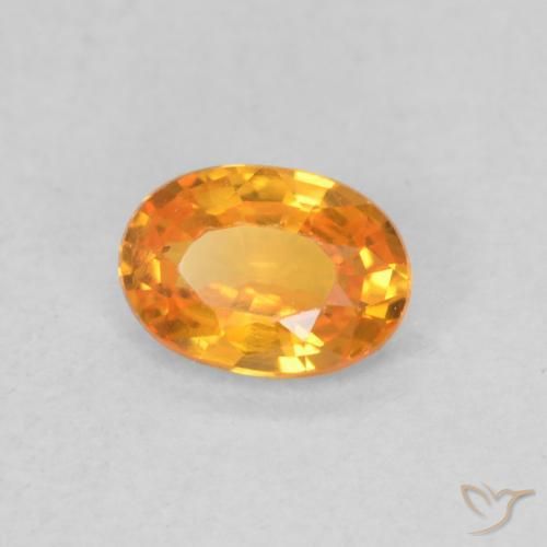 0.55 ct Orange Sapphire Stone, Natural Sapphire in Oval Facet Shape for Sale