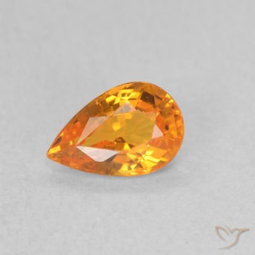 0.52 ct Orange Sapphire Gemstone, Sapphire Gem in Pear Facet Shape for Sale.