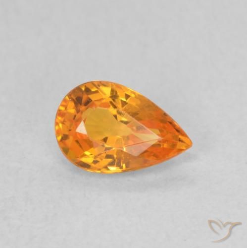 0.52 ct Orange Sapphire Stone, Natural Sapphire in Pear Facet Shape for Sale
