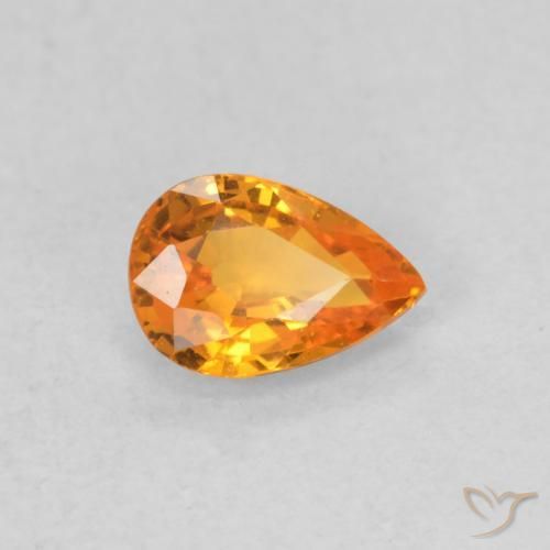0.53 ct Orange Sapphire Stone, Natural Sapphire in Pear Facet Shape for Sale