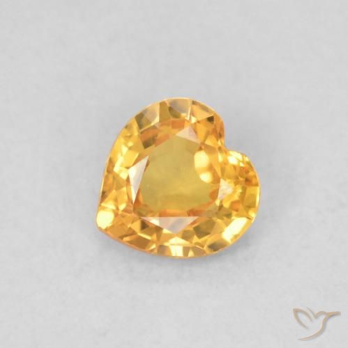 0.39 ct Golden Sapphire Gemstone, Sapphire Gem in Heart Facet Shape for Sale.