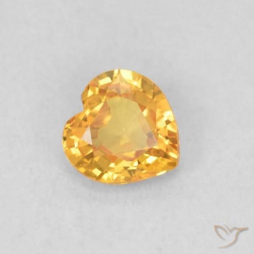 0.39 ct Golden Sapphire Stone, Natural Sapphire in Heart Facet Shape for Sale