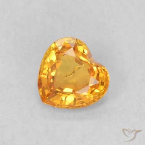 0.44ct Natural Bright Orange Sapphire, Heart, VS