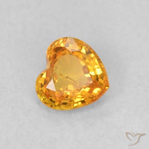 0.44 ct Orange Sapphire Stone, Natural Sapphire in Heart Facet Shape for Sale
