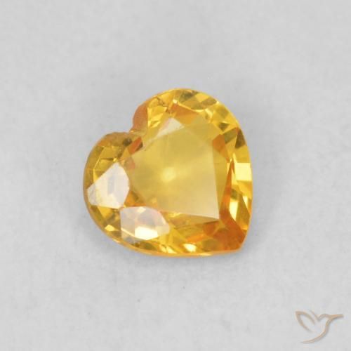 0.40 ct Golden Sapphire Stone, Natural Sapphire in Heart Facet Shape for Sale